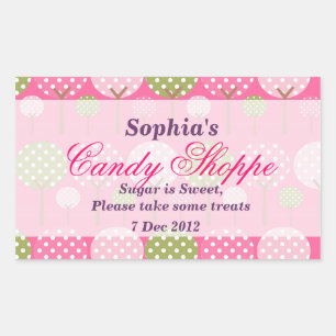 Whimsical Träd Candy Shoppe Sticker Rektangulärt Klistermärke
