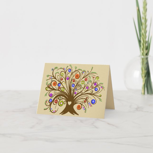Whimsical Träd Card Tack Kort (Framsida)