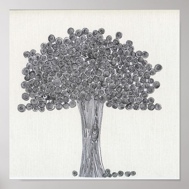 Whimsical Träd - Se några fåglar? Poster (Framsidan)