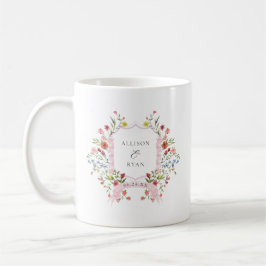 Whimsical Trädgård Bröllop Sv Crest Monogram Kaffemugg
