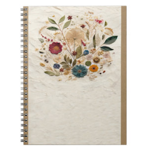 Whimsical Trädgård Pressade Blommor Boheme Anteckningsbok