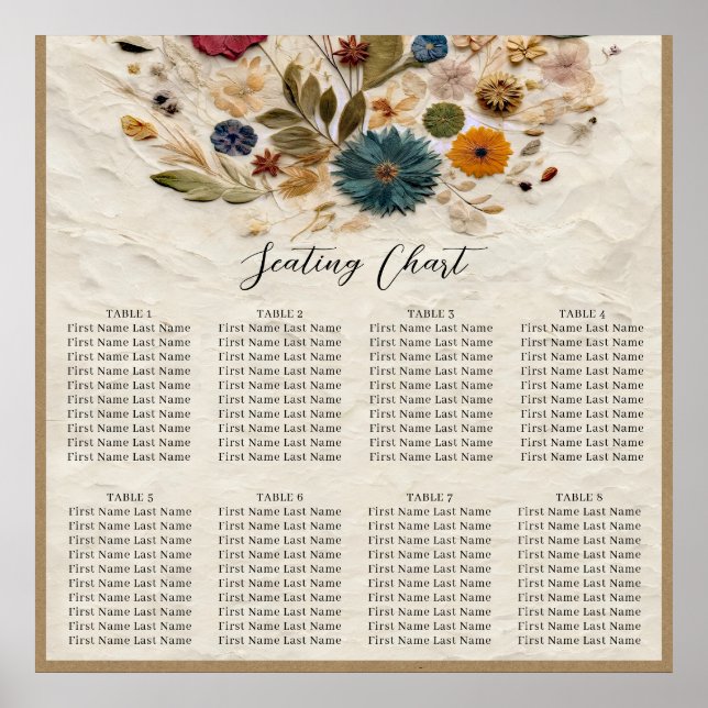 Whimsical Trädgård Pressade Blommor Bohemisk Bröll Poster (Framsidan)