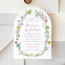 Whimsical Trädgård Vildblomma Båge Bröllop Inbjudningar
