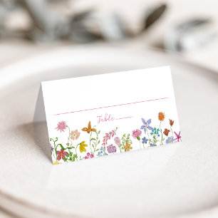 Whimsical Trädgård Vildblomma Bröllop Placeringskort