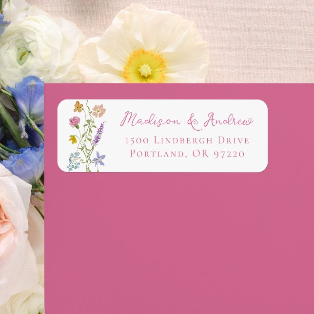 Whimsical Trädgård Vildblomma Bröllop Returadress Etikett (Skapare uppladdad)