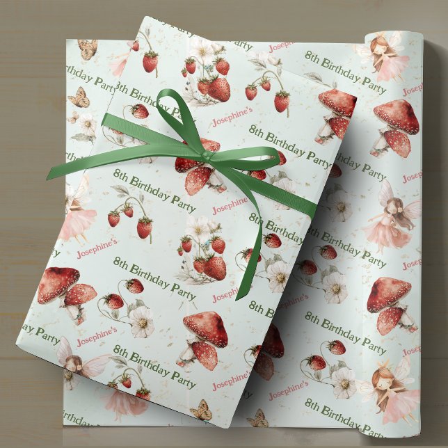 whimsical trädgårdsälvor flicka födelsedag anpassa presentpapper (Skapare uppladdad)