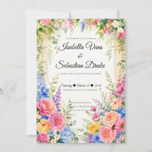 Whimsical Trädgårdsbåge Blommor Bröllop  Inbjudningar