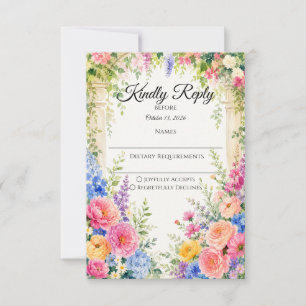 Whimsical Trädgårdsbåge Blommor Bröllop OSA Kort