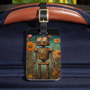 Whimsical Trädgårdsrobot Digital konst Bagagebricka