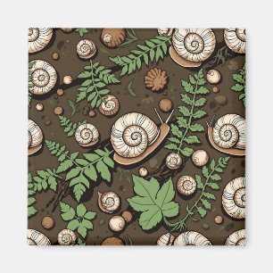 Whimsical Trädgårdssnäcka Örtmönster Magnet