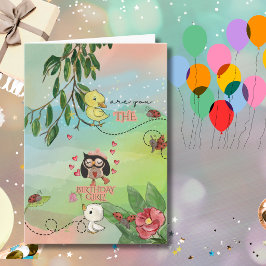 Whimsical Trädgårdsuggla & Ankunge Helgkort