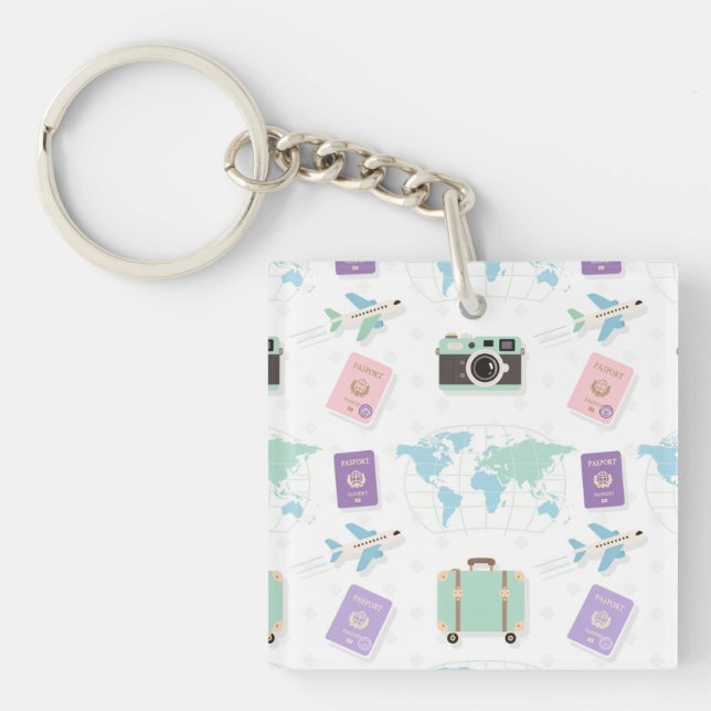 Whimsical Travel Doodle Keychain – Cute Adventure (Framsidan)