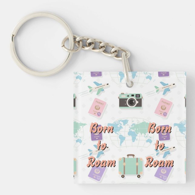 Whimsical Travel Doodle Keychain – Cute Adventure (Framsidan)