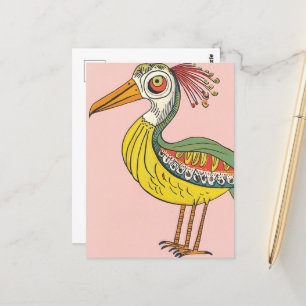 whimsical tre fågel vykort