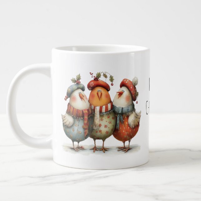 Whimsical Tre Franska Hönor 12 Juldagarna Jumbo Mugg (Vänster)