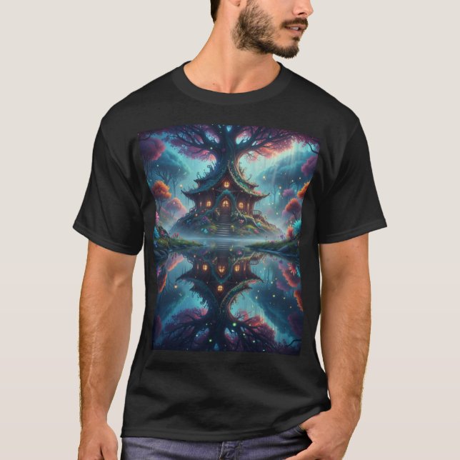 Whimsical Treehouse Reflections T Shirt (Framsida)