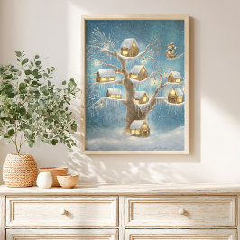 Whimsical Treehouse Storybook barn Poster