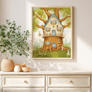 Whimsical Treehouse Storybook Poster barn