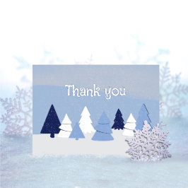 Whimsical Trees in Winter Thank You Tack Kort
