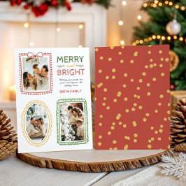 Whimsical Trefotolirahm Merry & Bright Julkort