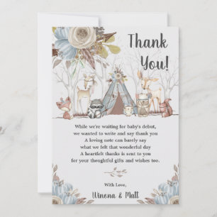 Whimsical Tribal Boho Woodland Animals Baby Shower Tack Kort