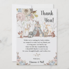 Whimsical Tribal Boho Woodland Animals Baby Shower Tack Kort