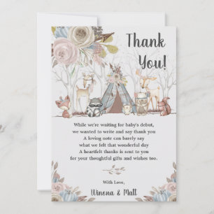 Whimsical Tribal Boho Woodland Animals Baby Shower Tack Kort