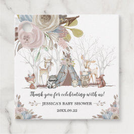 Whimsical Tribal Woodland Animals Baby Shower Girl Gåvor Etiketter