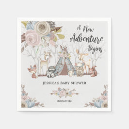 Whimsical Tribal Woodland Animals Baby Shower Girl Pappersservett