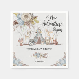 Whimsical Tribal Woodland Animals Boy Baby Shower Pappersservett