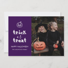 Whimsical Trick or Treat Script Halloween Foto Julkort