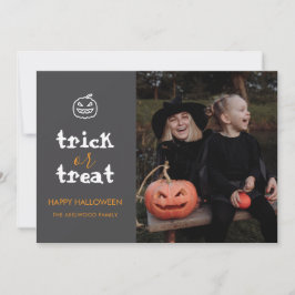 Whimsical Trick or Treat Script Halloween Photo Julkort