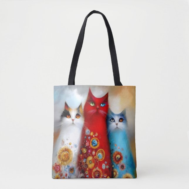 Whimsical Trio of Cats Tygkasse (Framsida)