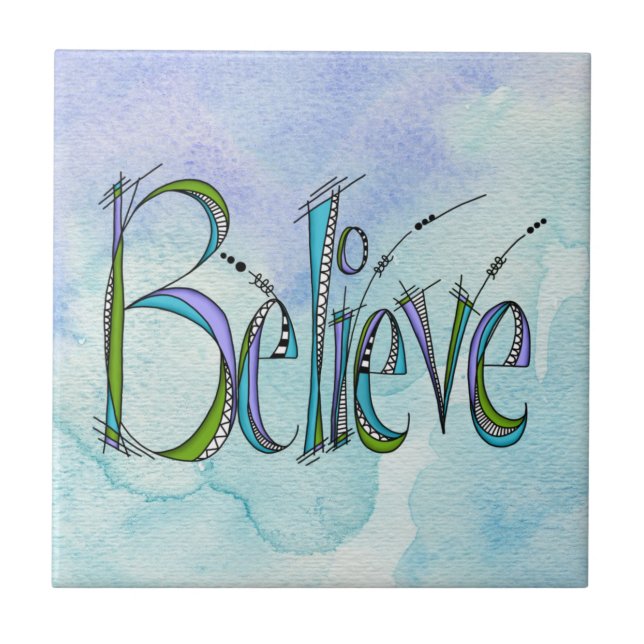Whimsical Tro Hand-Lettering Kakelplatta (Framsidan)