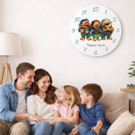 Whimsical Troll Family Decor Kids Custom Name  Stor Klocka
