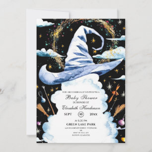 Whimsical Trollspö Wizard Hat Baby Shower Inbjudningar