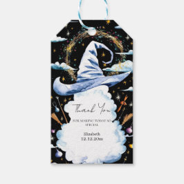 Whimsical Trollspö Wizard Hat Baby Shower Presentetikett