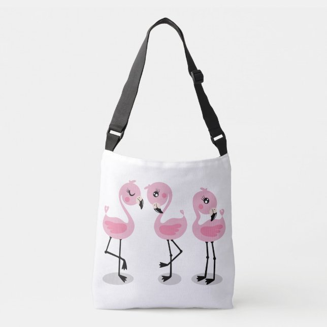 Whimsical tropical flamingos axelväska (Framsida)
