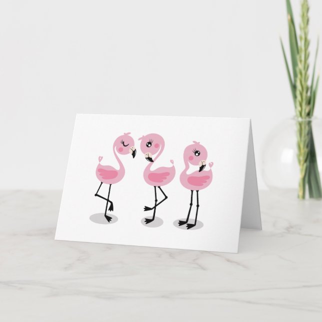 Whimsical tropical flamingos kort (Framsida)