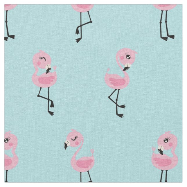 Whimsical tropical flamingos tyg (Närbild)