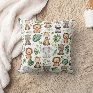 Whimsical Tropical Jungle Safari Vilda djur Kudde