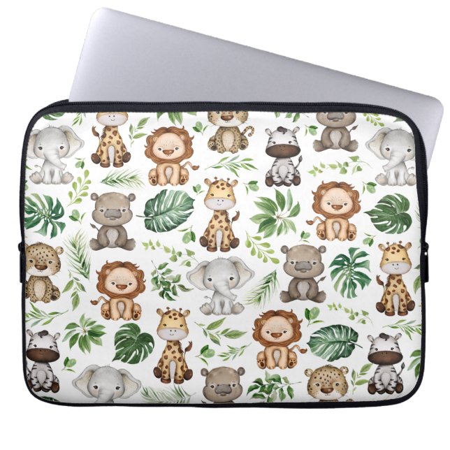 Whimsical Tropical Jungle Safari Vilda djur Laptop Fodral (Framsidan)