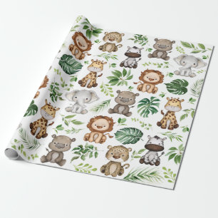 Whimsical Tropical Jungle Safari Vilda djur Presentpapper