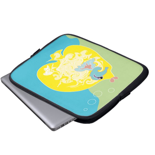 Whimsical Tropisk Fisk Ocean Konst Laptop Sleeve (Framre botten)
