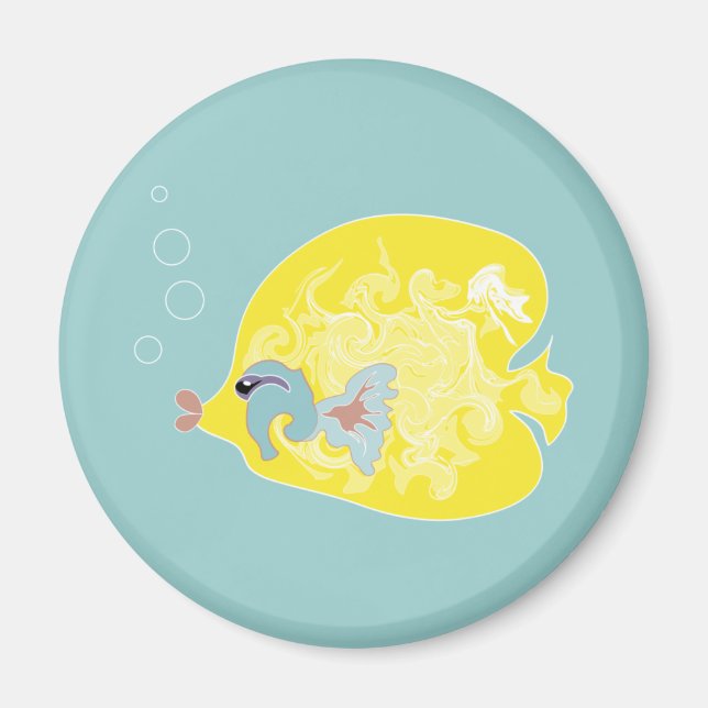 Whimsical Tropisk Fisk Ocean Konst Magnet (Framsidan)