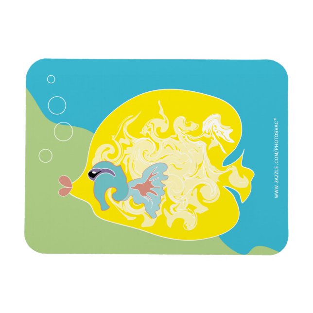 Whimsical Tropisk Fisk Ocean Konst Magnet (Horisontell)
