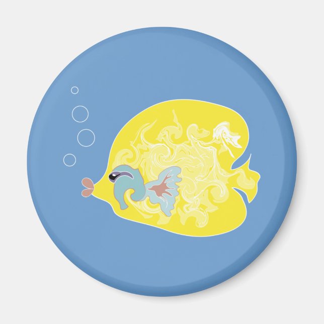 Whimsical Tropisk Fisk Ocean Konst Magnet (Framsidan)