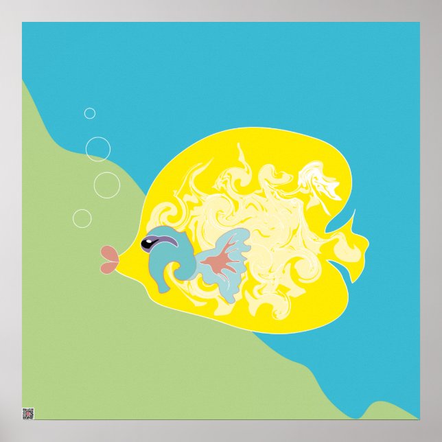 Whimsical Tropisk Fisk Ocean Konst Poster (Framsidan)