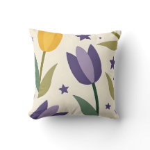 Whimsical Tulip Mönster Dekorativ kudde
