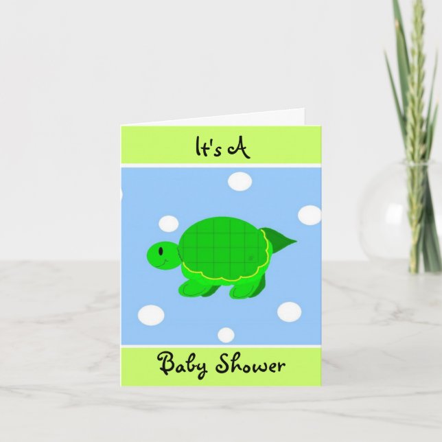 Whimsical Turtle Baby Shower Inbjudan (Framsida)